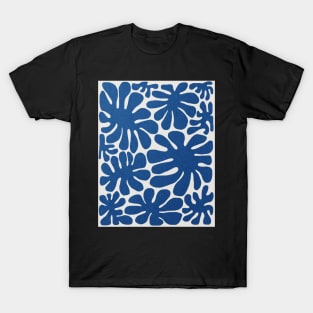 Abstract blue flowers, Mid century art print T-Shirt